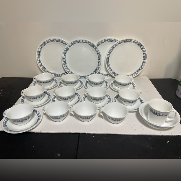 Corelle by Corning Blue Onion 27-Piece Dinnerware Set – Made in USA - Picture 1 of 16